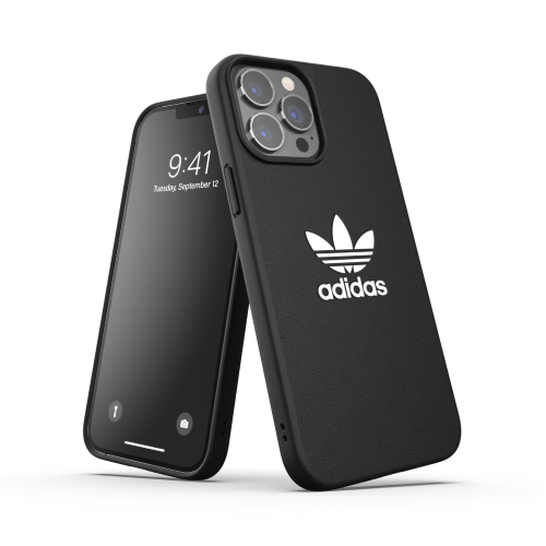 ADIDAS ADICOLOR APPLE iPHONE 13 PRO MAX CUSTODIA IN TPU E POLIURETANO NERO CON LOGO BIANCO